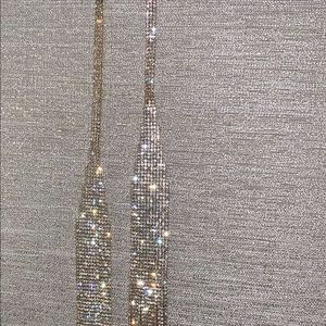 Gold toned crystal fringe scarf necklace